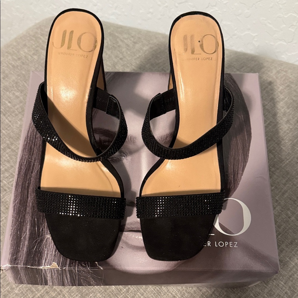 Jennifer Lopez Black Strappy Heels